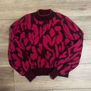 WhoWhatWear Pink Animal Print Sweater